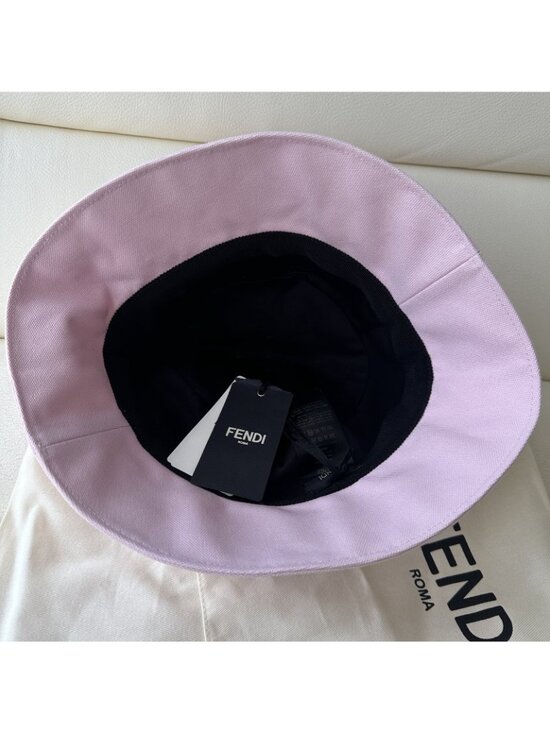 NWT Fendi Roma Logo Patch Bucket Hat PINK Sz S 100% Authentic